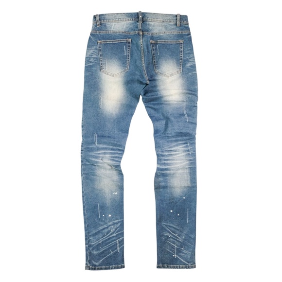 In The Attic blue ripped super skinny jeans with paint splatter design - Picture 5 of 6